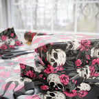 Pink Flowers and Skulls Gift Wrap Goth Cloth Co.