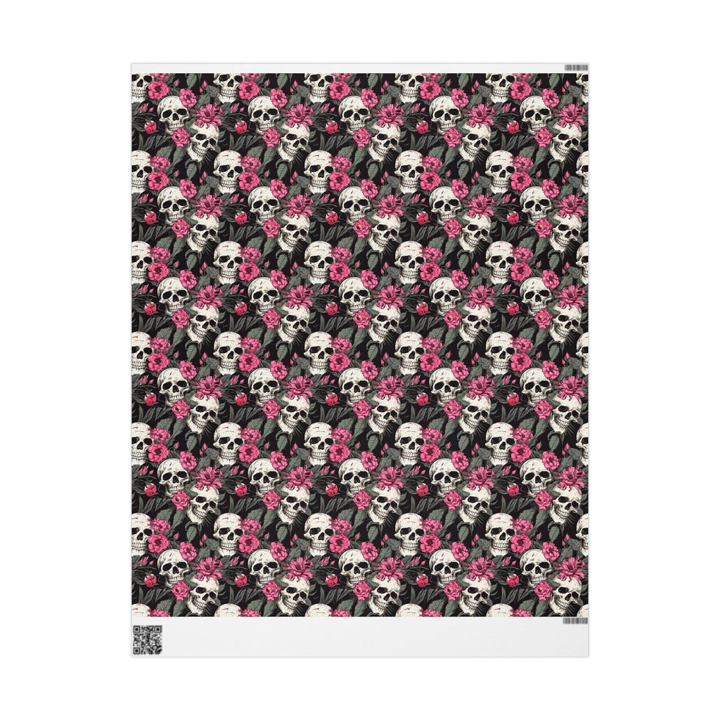Pink Flowers and Skulls Gift Wrap Goth Cloth Co.