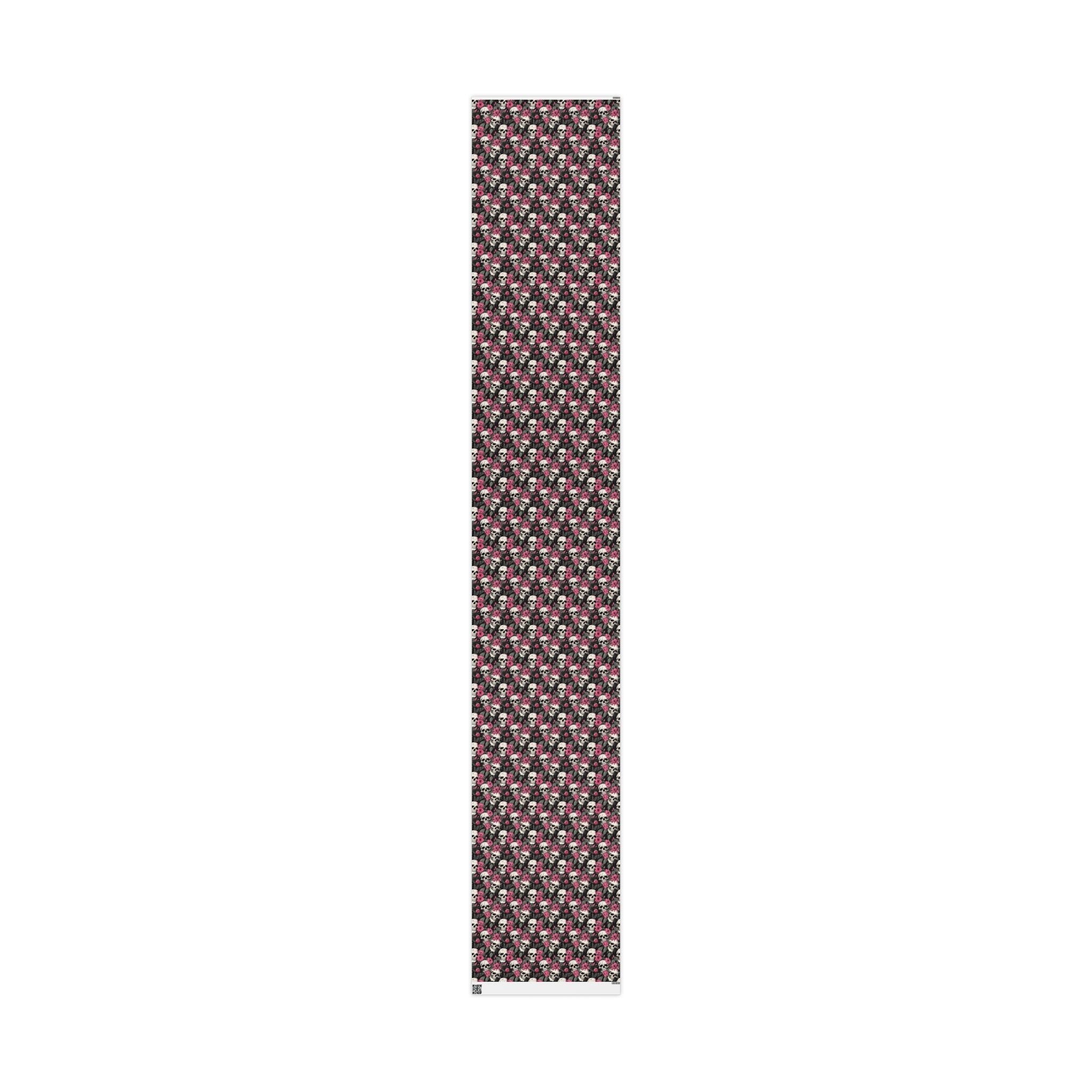 Pink Flowers and Skulls Gift Wrap Goth Cloth Co.