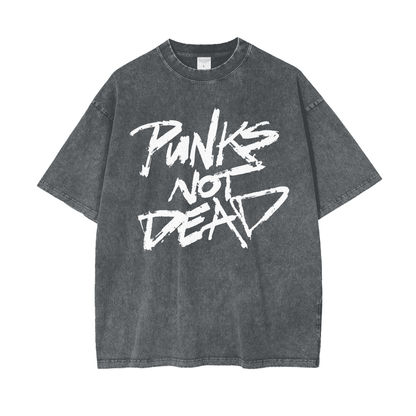 Punks Not Dead Acid Washed Oversized Tee Goth Cloth Co.