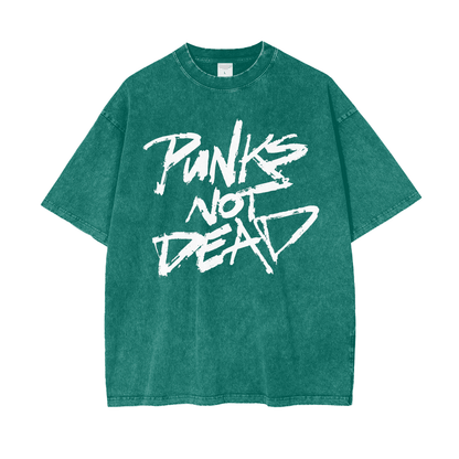 Punks Not Dead Acid Washed Oversized Tee Goth Cloth Co.