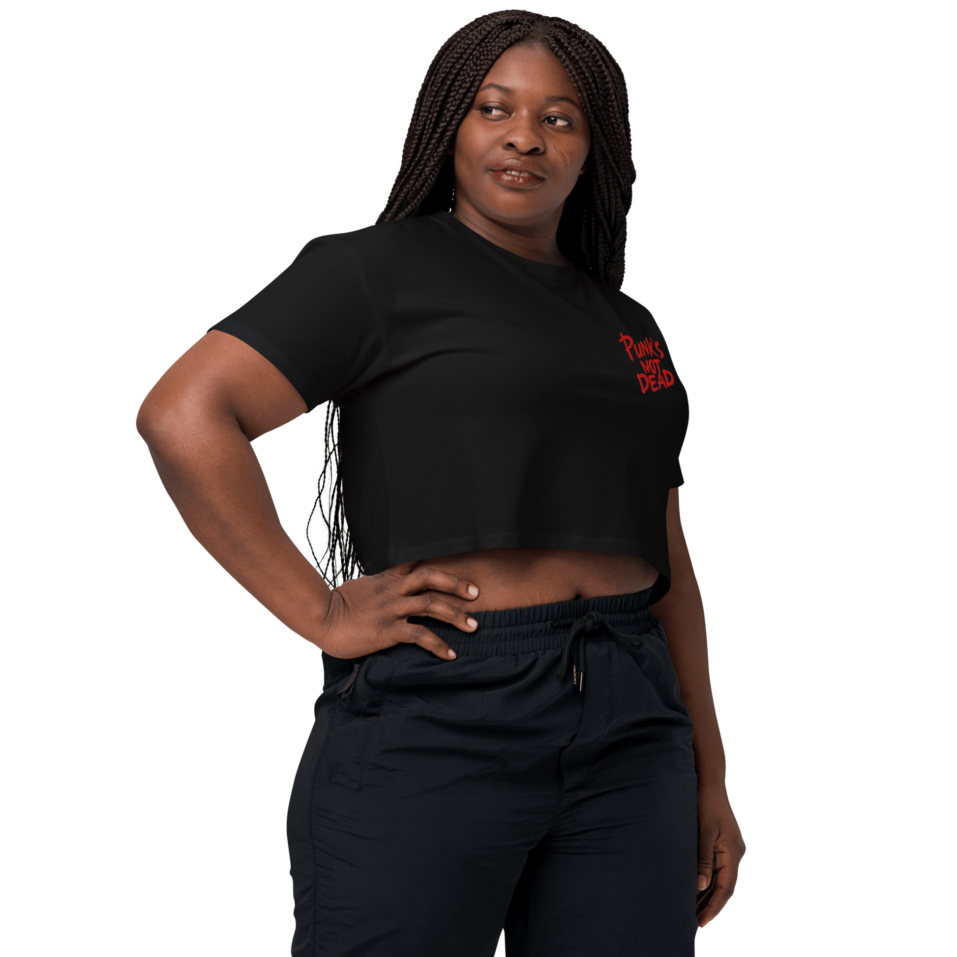 Punk's Not Dead Embroidered Crop Top Goth Cloth Co.