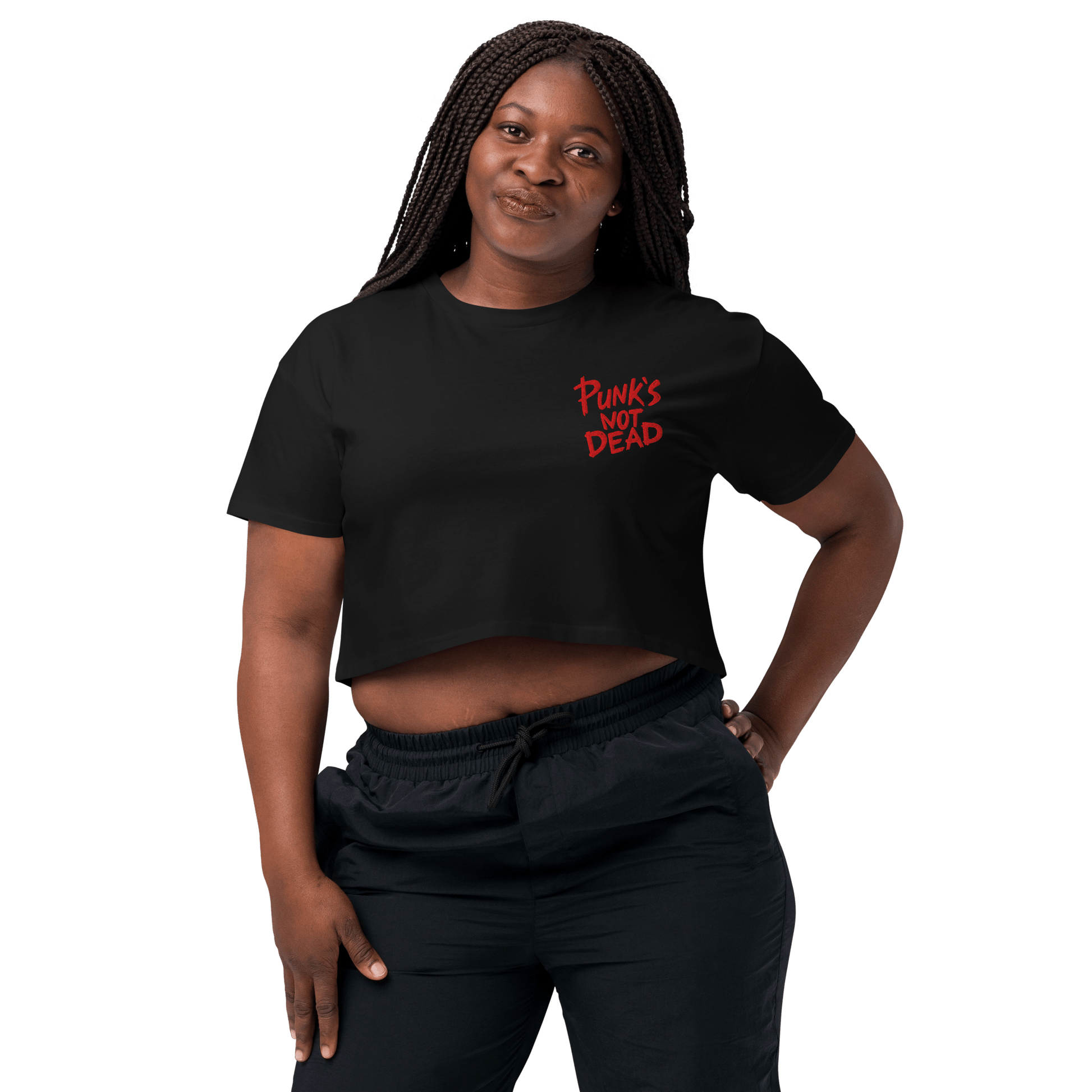 Punk's Not Dead Embroidered Crop Top Goth Cloth Co.