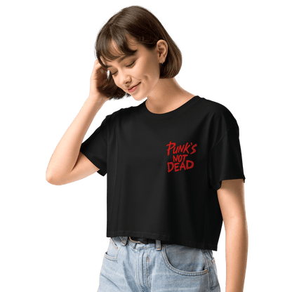 Punk's Not Dead Embroidered Crop Top Goth Cloth Co.