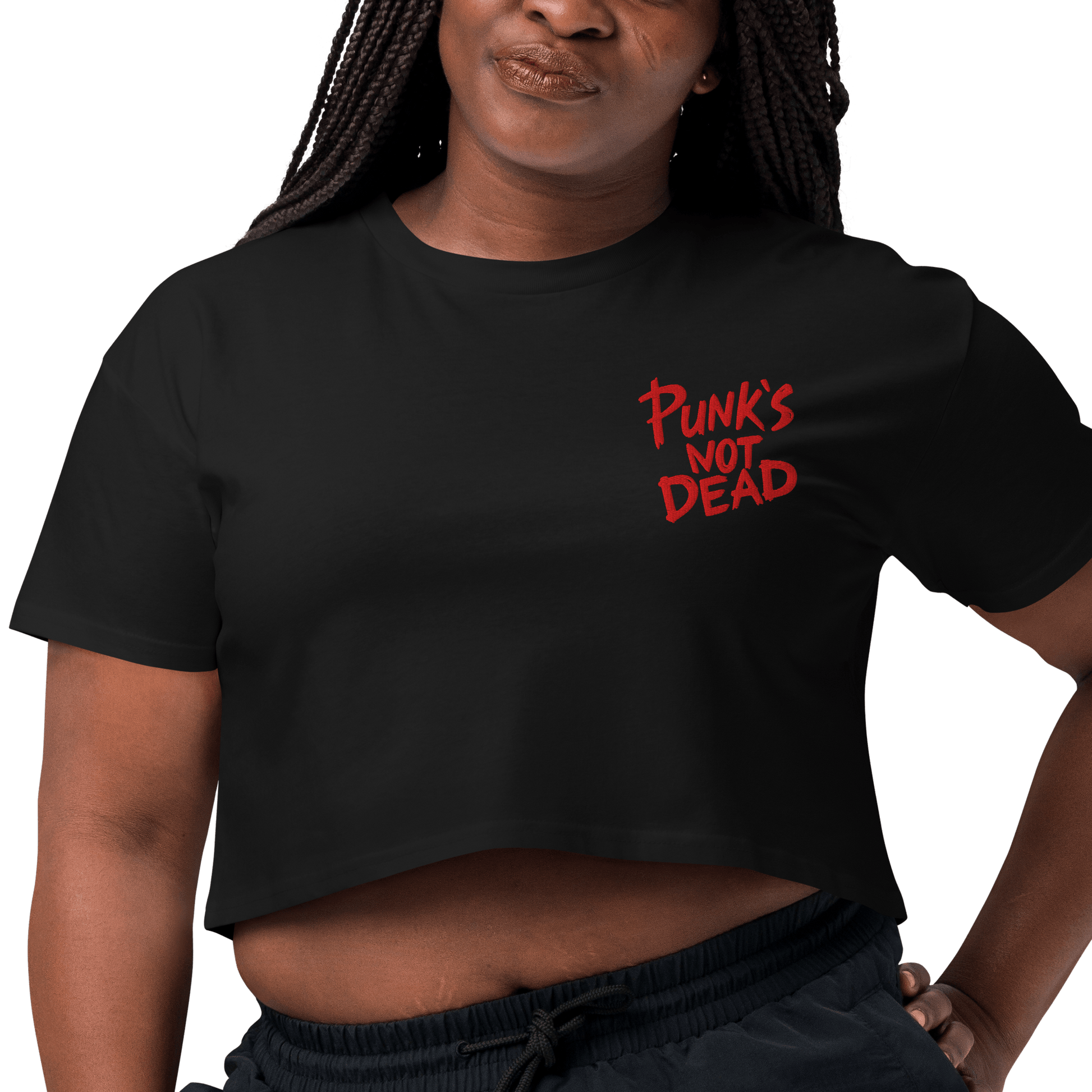 Punk's Not Dead Embroidered Crop Top Goth Cloth Co.