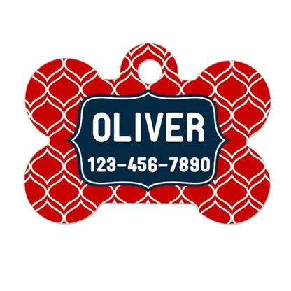 Red Navy Blue Dog Name Tag - Dog Collar Name Tag Joyful Moose