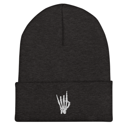 Rock On Skeleton Cuffed Beanie Goth Cloth Co.