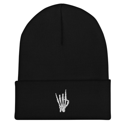 Rock On Skeleton Cuffed Beanie Goth Cloth Co.