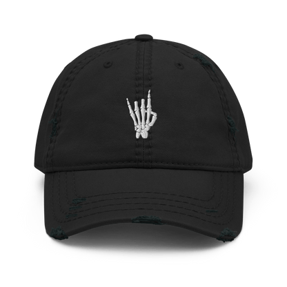 Rock On Skeleton Distressed Dad Hat Goth Cloth Co.