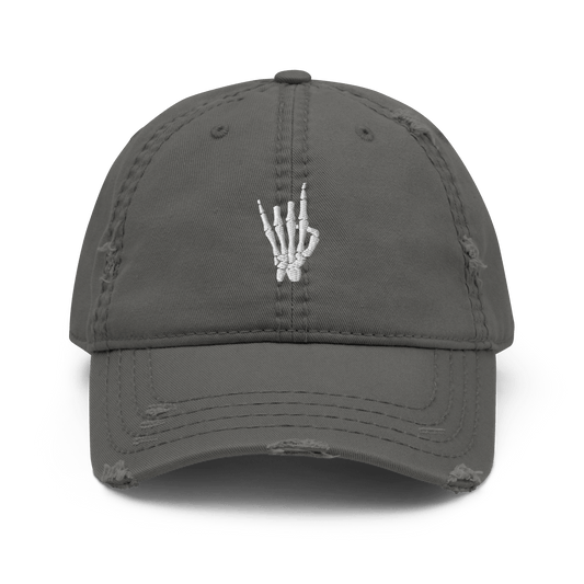 Rock On Skeleton Distressed Dad Hat Goth Cloth Co.