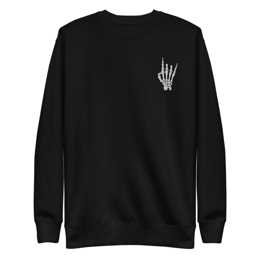 Rock On Skeleton Embroidered Sweatshirt Goth Cloth Co.