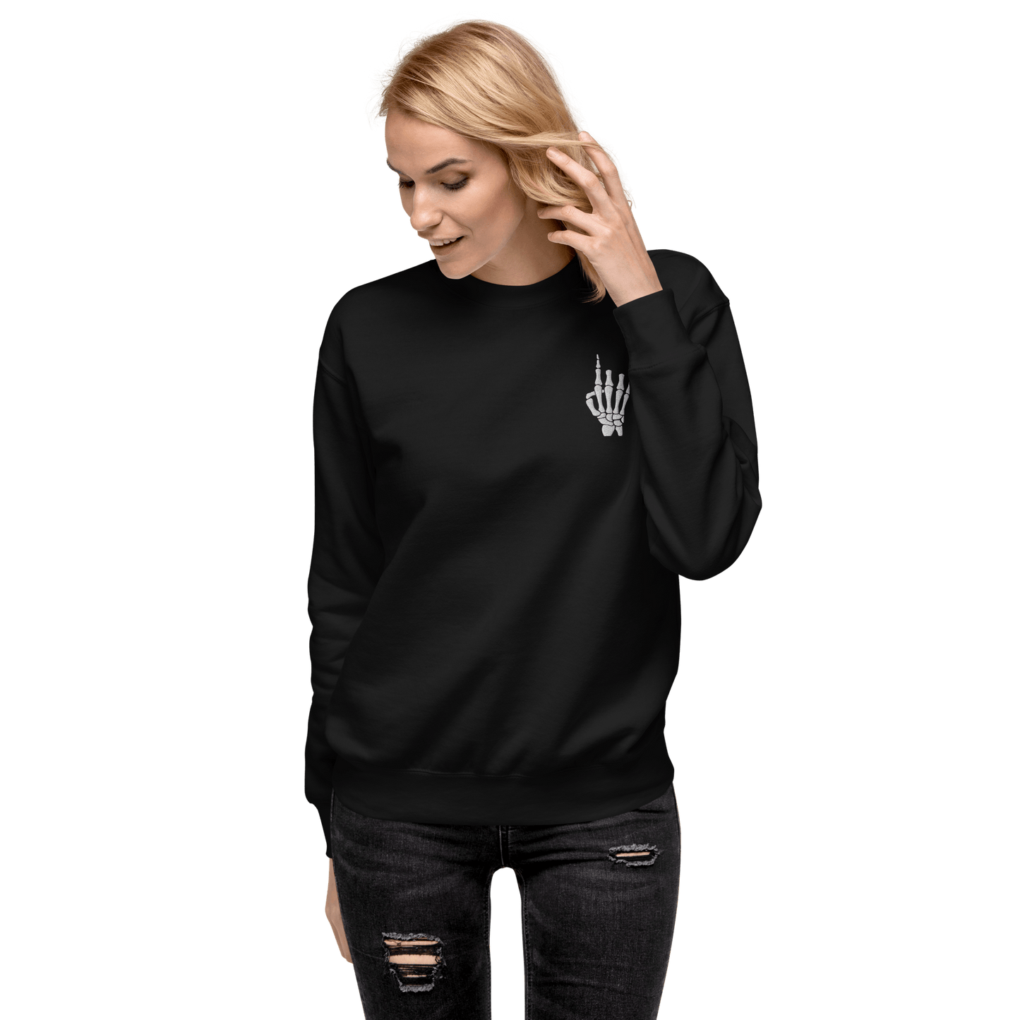 Rock On Skeleton Embroidered Sweatshirt Goth Cloth Co.