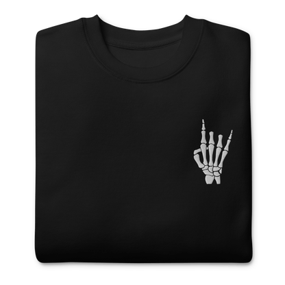 Rock On Skeleton Embroidered Sweatshirt Goth Cloth Co.