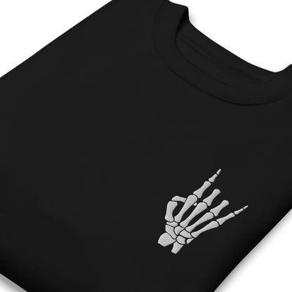 Rock On Skeleton Embroidered Sweatshirt Goth Cloth Co.