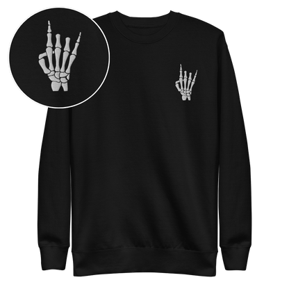 Rock On Skeleton Embroidered Sweatshirt Goth Cloth Co.