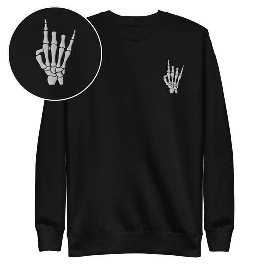 Rock On Skeleton Embroidered Sweatshirt Goth Cloth Co.