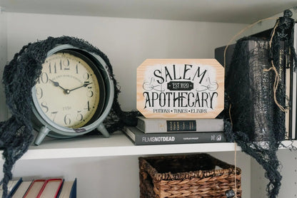 Salem Apothecary Sign Halloween Decor, wood block home decor, Fall decor wood sign Joyful Moose