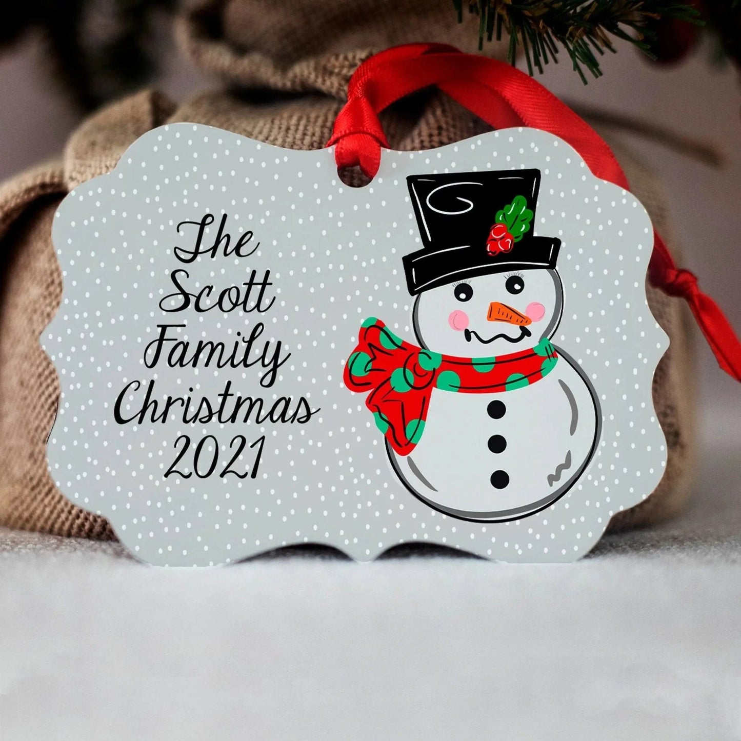 Snowman Christmas Ornament, Family Personalized Christmas Ornament, snowman ornament, family ornament Joyful Moose