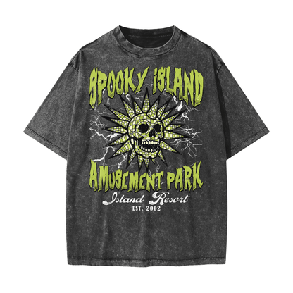 Spooky Island Amusement Park Snow Washed T-Shirt Goth Cloth Co.