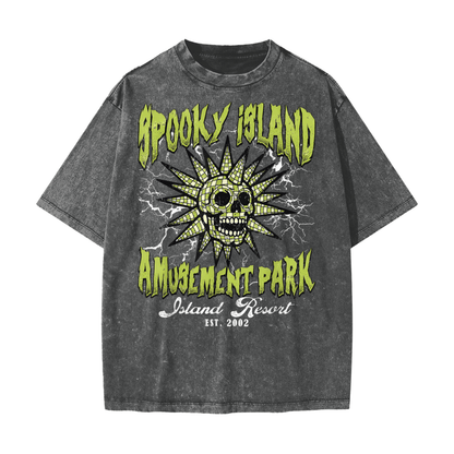 Spooky Island Amusement Park Snow Washed T-Shirt Goth Cloth Co.