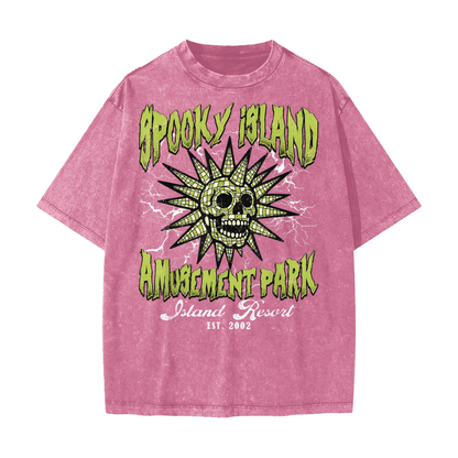 Spooky Island Amusement Park Snow Washed T-Shirt Goth Cloth Co.