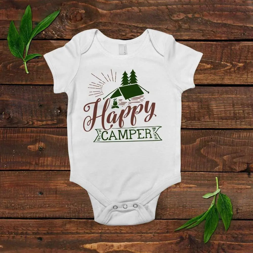 Summer Baby Shirt - Summer Baby Bodysuit - Happy Camper Baby Shirt with Saying Joyful Moose