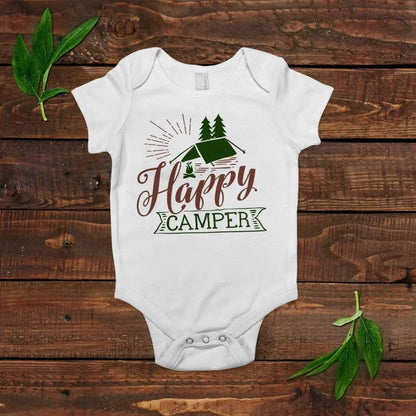 Summer Baby Shirt - Summer Baby Bodysuit - Happy Camper Baby Shirt with Saying Joyful Moose