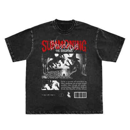 Summoning Shadows Edge Frayed Vintage Washed Tee Goth Cloth Co.