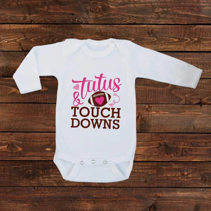 Super Bowl Baby Girl Tee Shirt - One Piece Bodysuit - Football Pink Tutus Joyful Moose