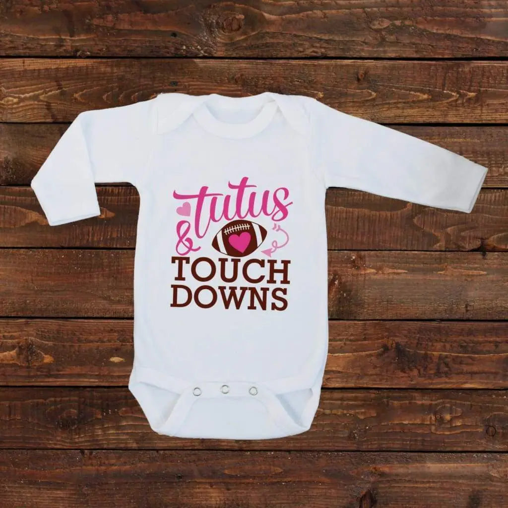 Super Bowl Baby Girl Tee Shirt - One Piece Bodysuit - Football Pink Tutus Joyful Moose