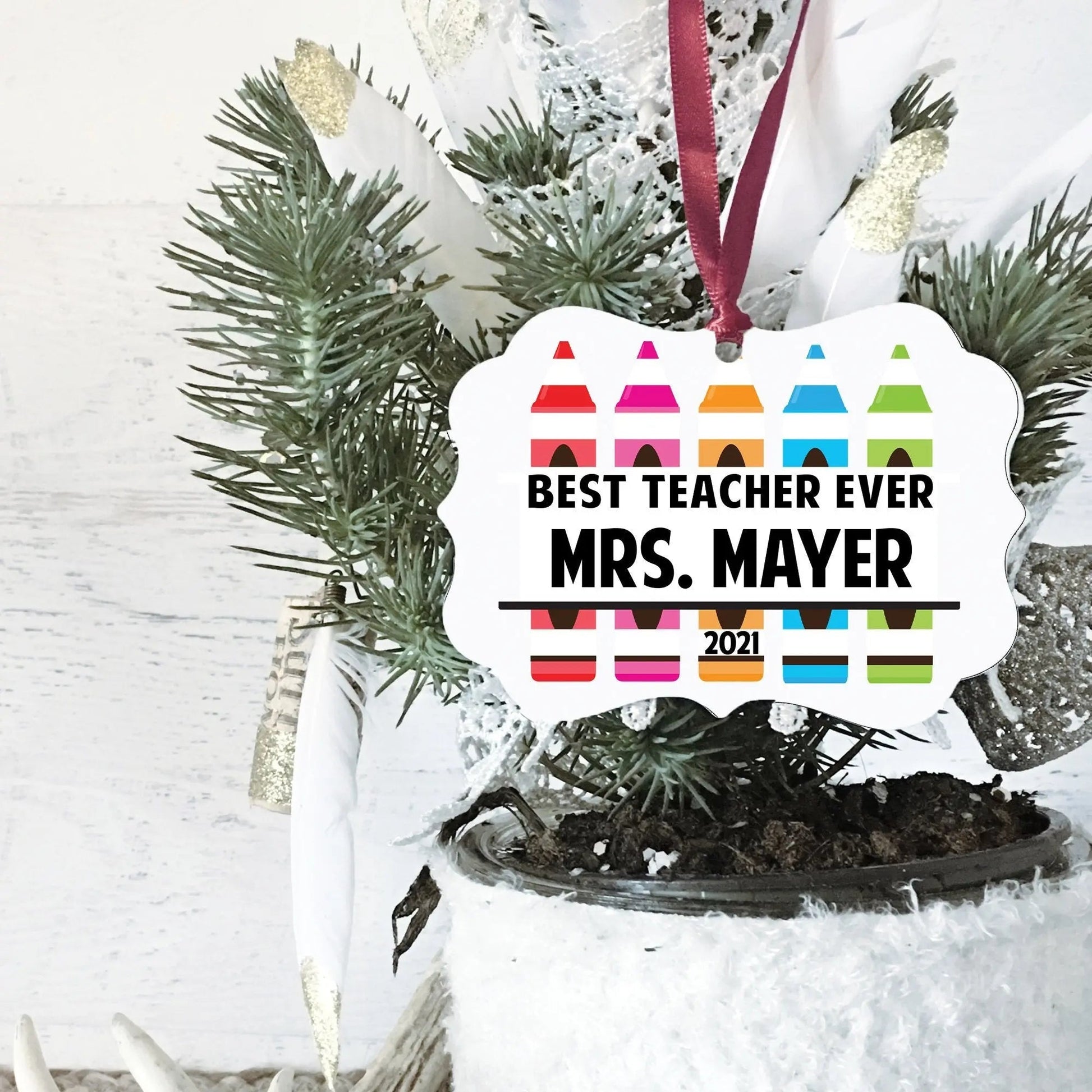 Teacher Ornament, Custom Teachers Gift, Personalized Christmas Ornament for Teacher Apprecaition Joyful Moose