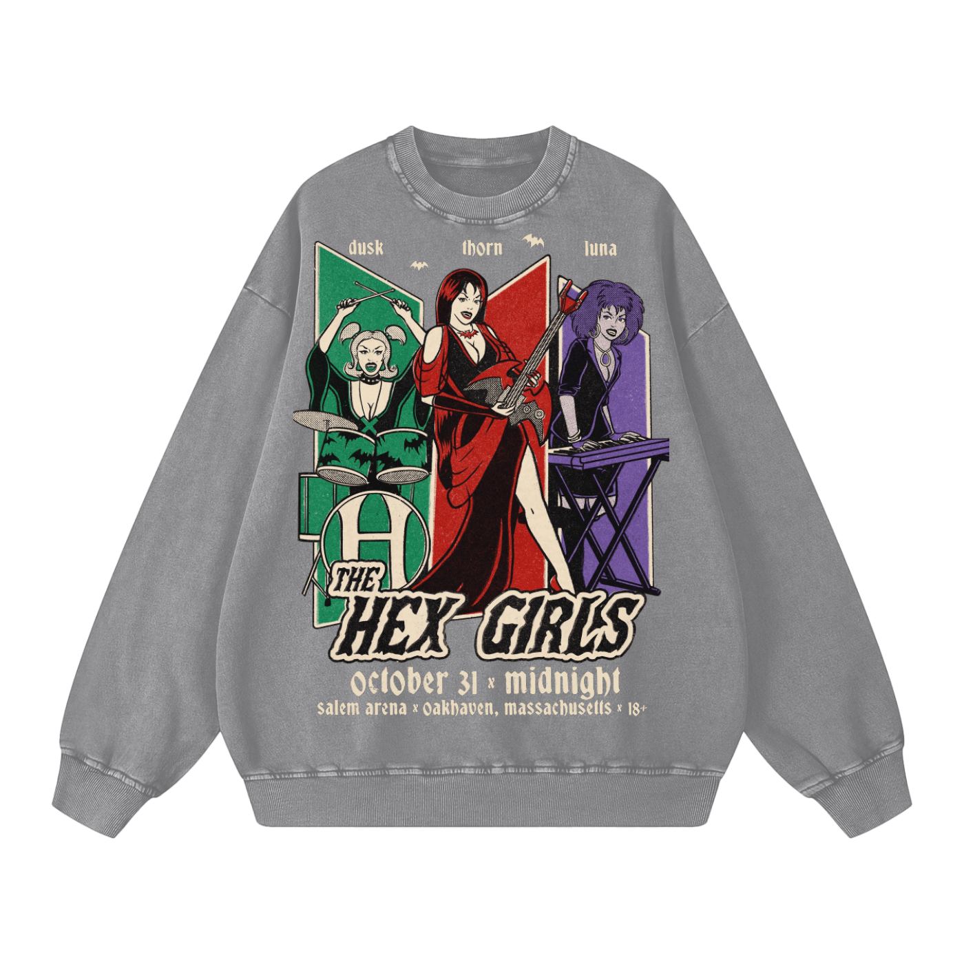 The Hex Girls Vintage Acid Wash Oversize Sweatshirt Goth Cloth Co.