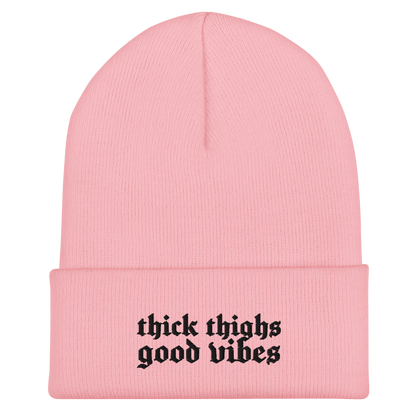 Thick Thighs Good Vibes Embroidered Knit Beanie Goth Cloth Co.