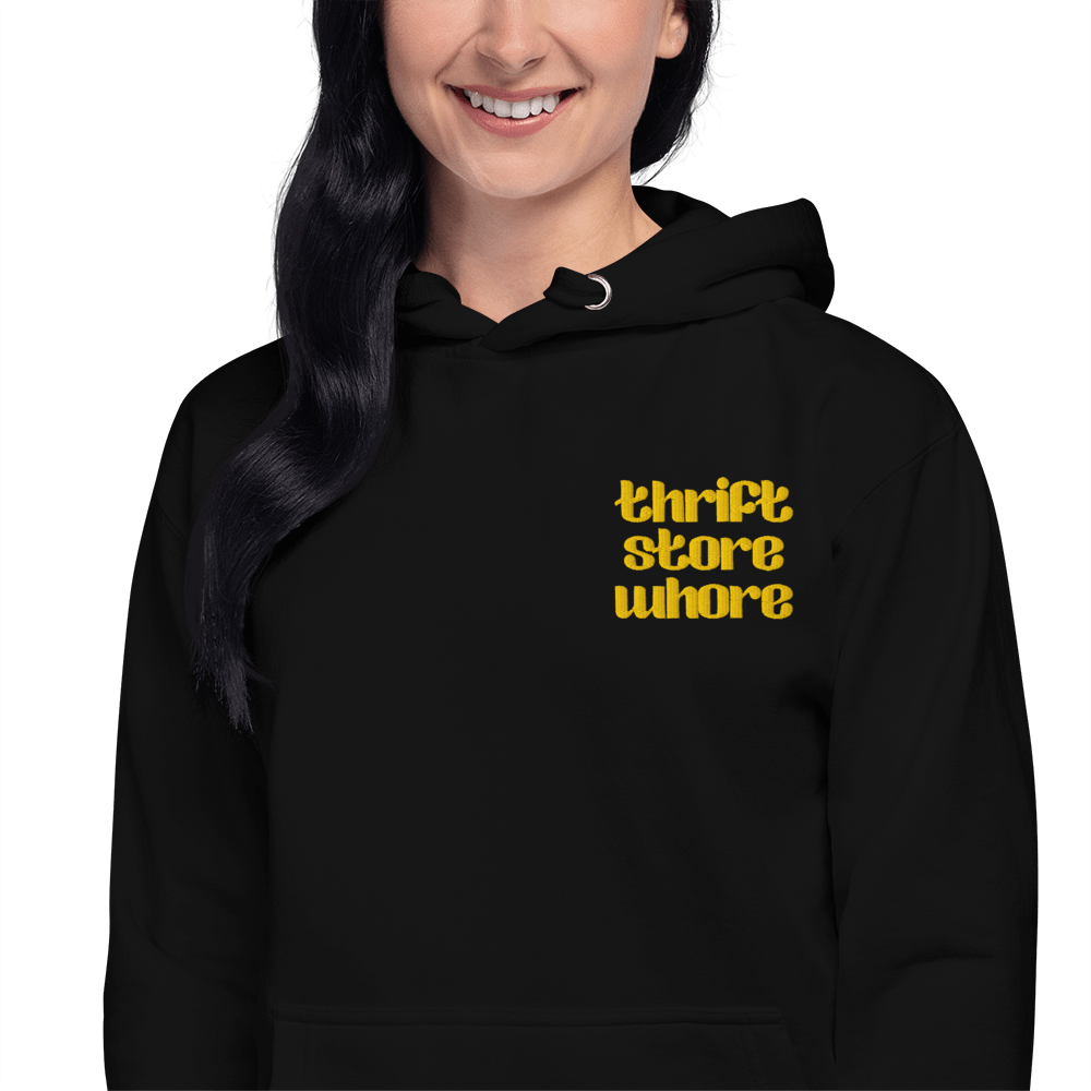 Thrift Store Whore Embroidered Hoodie Goth Cloth Co.