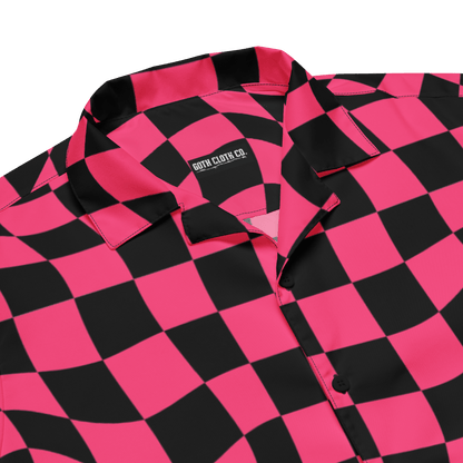 Twisted Tiles Checkerboard Button Up Shirt Goth Cloth Co.