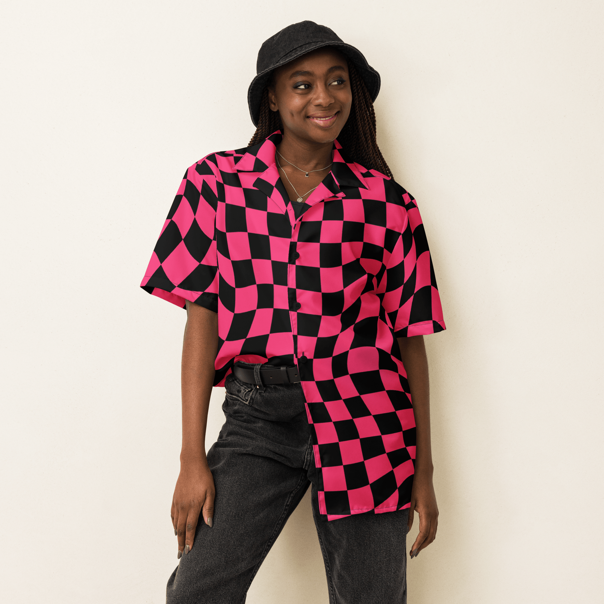 Twisted Tiles Checkerboard Button Up Shirt Goth Cloth Co.