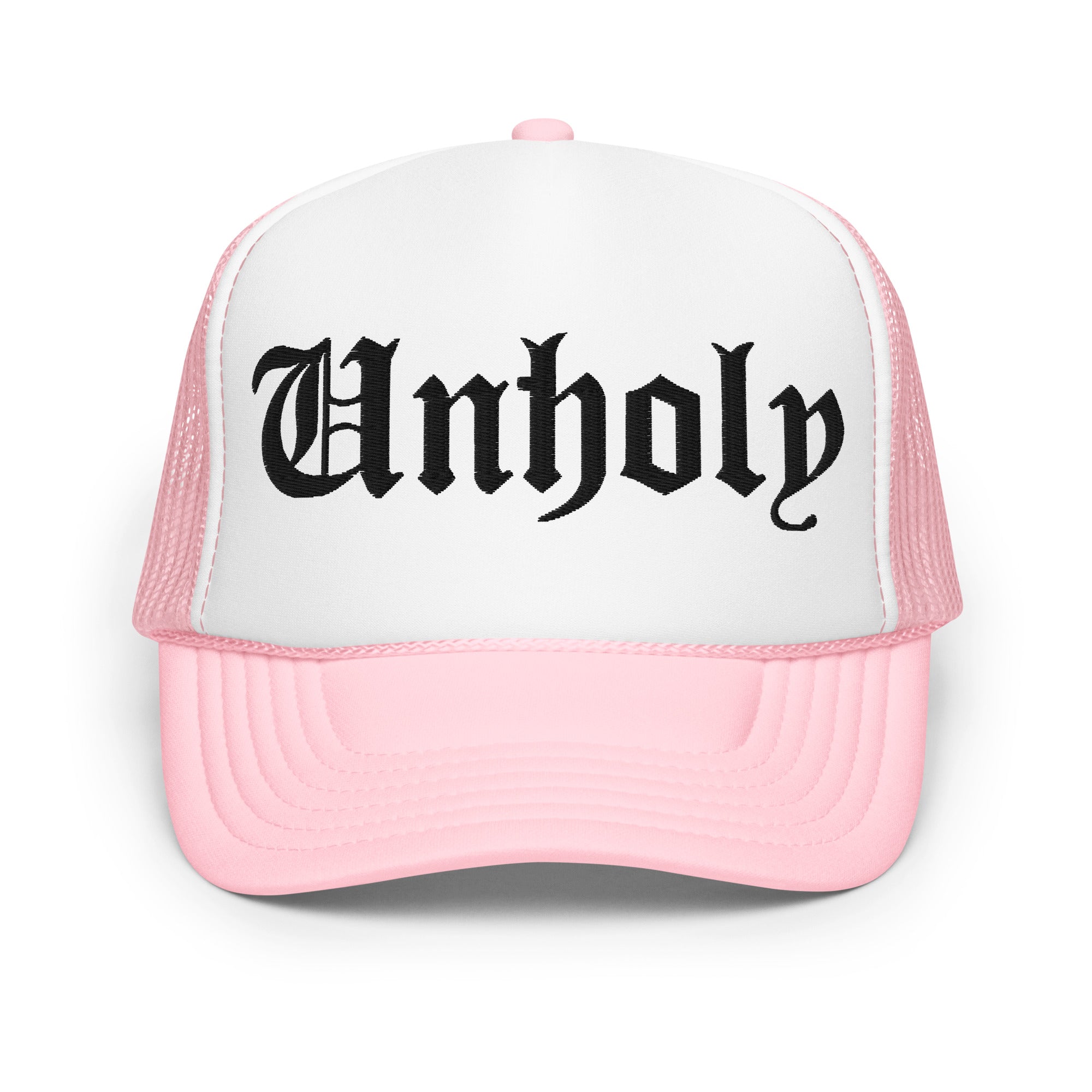 Unholy Embroidered Foam Trucker Hat Goth Cloth Co.