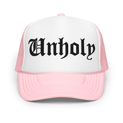 Unholy Embroidered Foam Trucker Hat Goth Cloth Co.