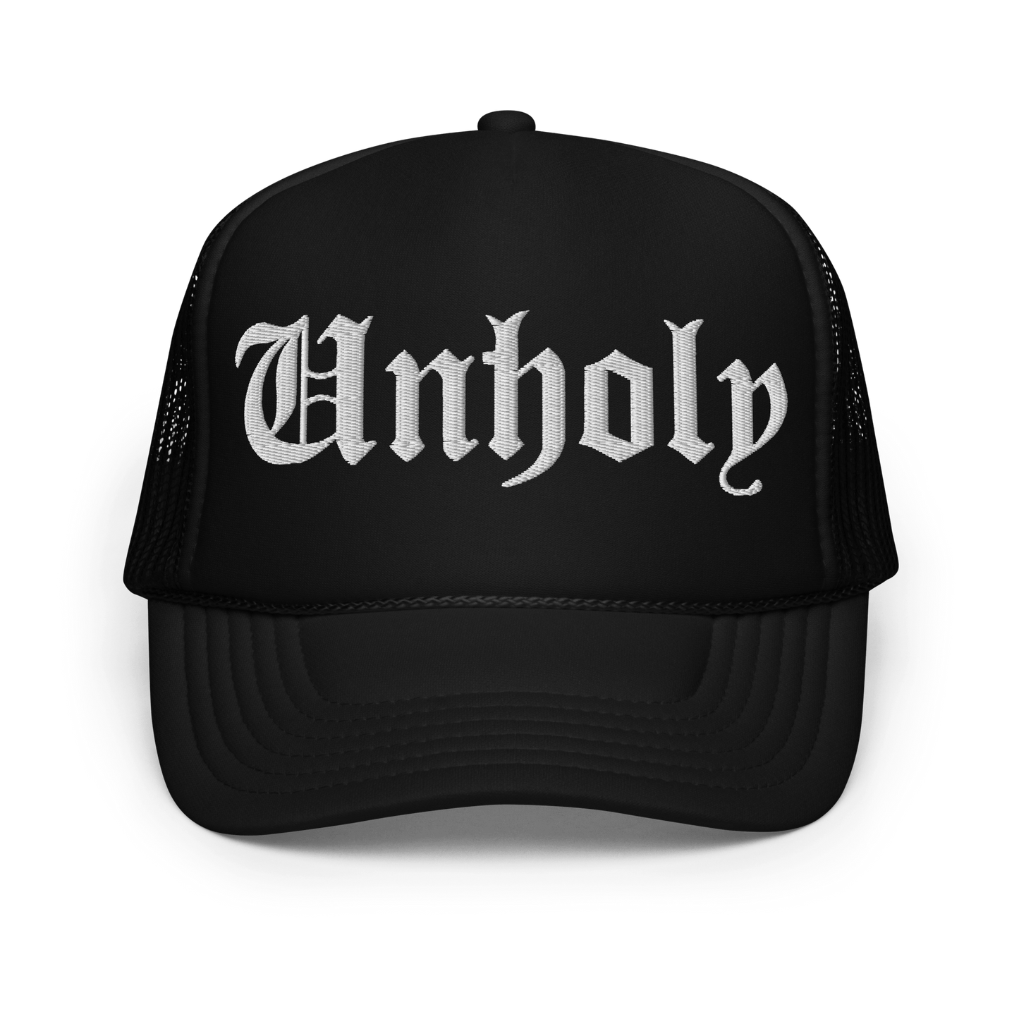 Unholy Embroidered Foam Trucker Hat Goth Cloth Co.