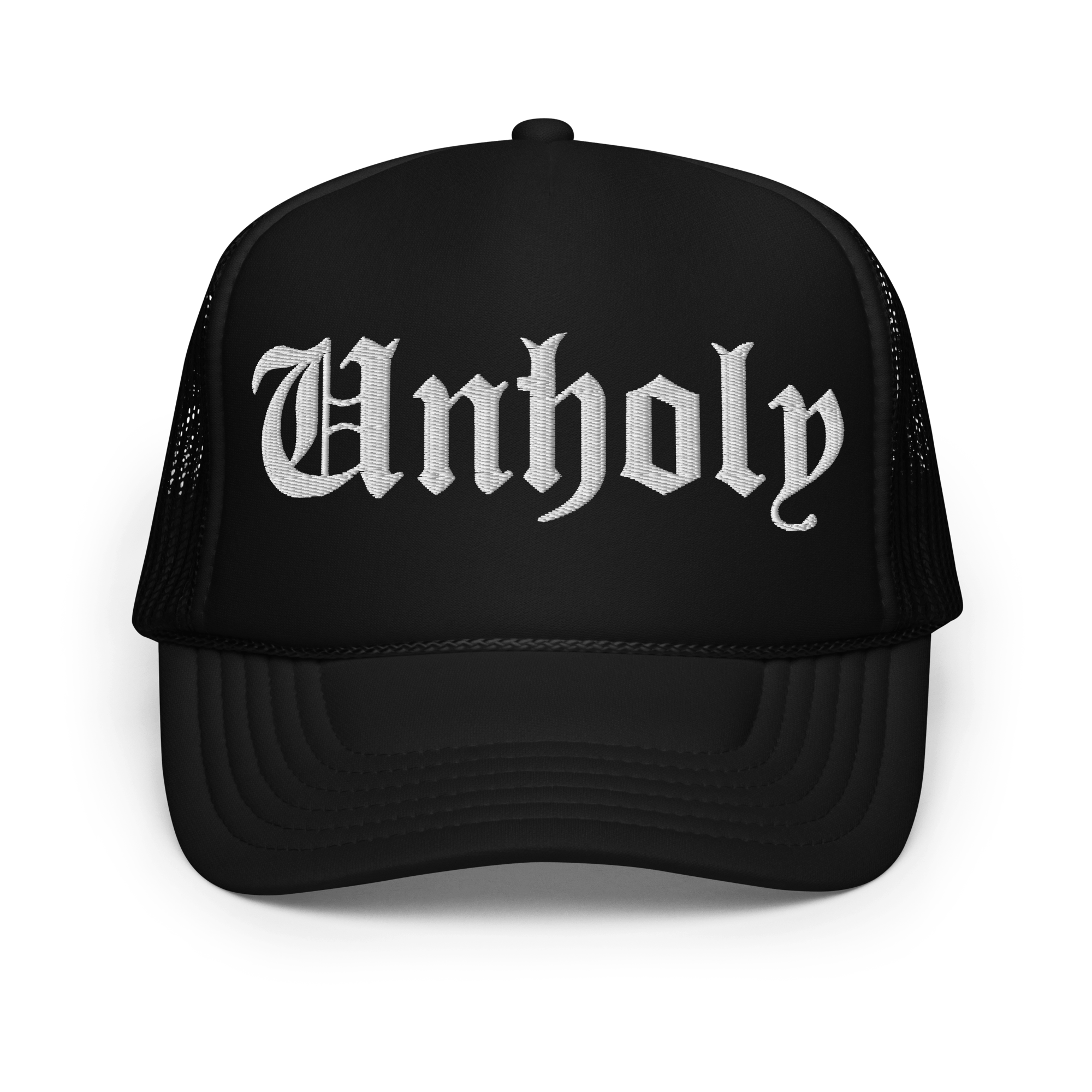 Unholy Embroidered Foam Trucker Hat Goth Cloth Co.