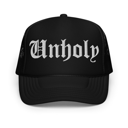 Unholy Embroidered Foam Trucker Hat Goth Cloth Co.