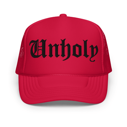 Unholy Embroidered Foam Trucker Hat Goth Cloth Co.