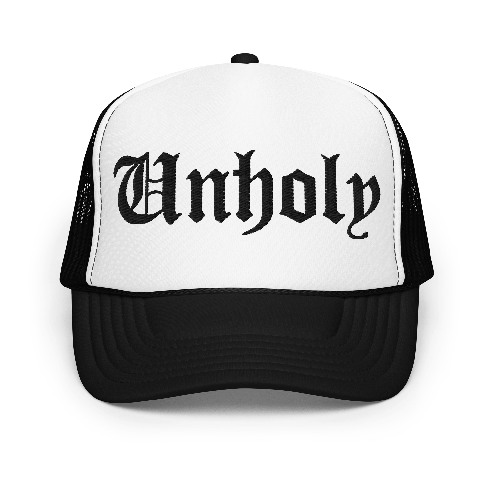 Unholy Embroidered Foam Trucker Hat Goth Cloth Co.