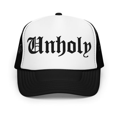 Unholy Embroidered Foam Trucker Hat Goth Cloth Co.
