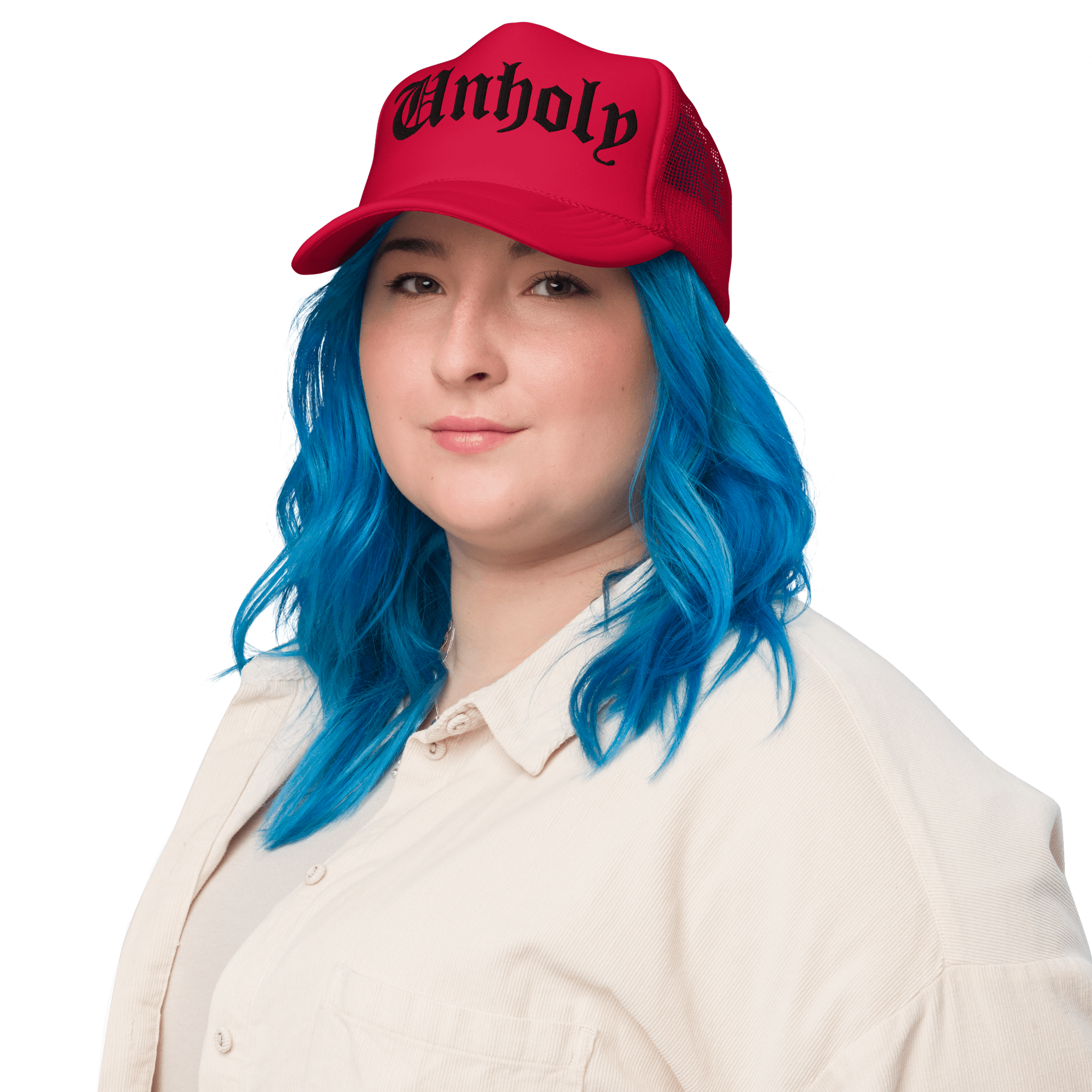 Unholy Embroidered Foam Trucker Hat Goth Cloth Co.
