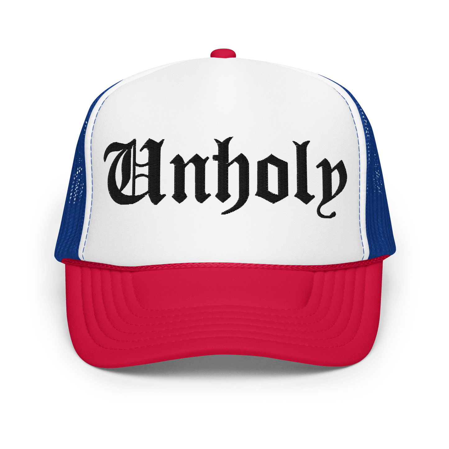 Unholy Embroidered Foam Trucker Hat Goth Cloth Co.
