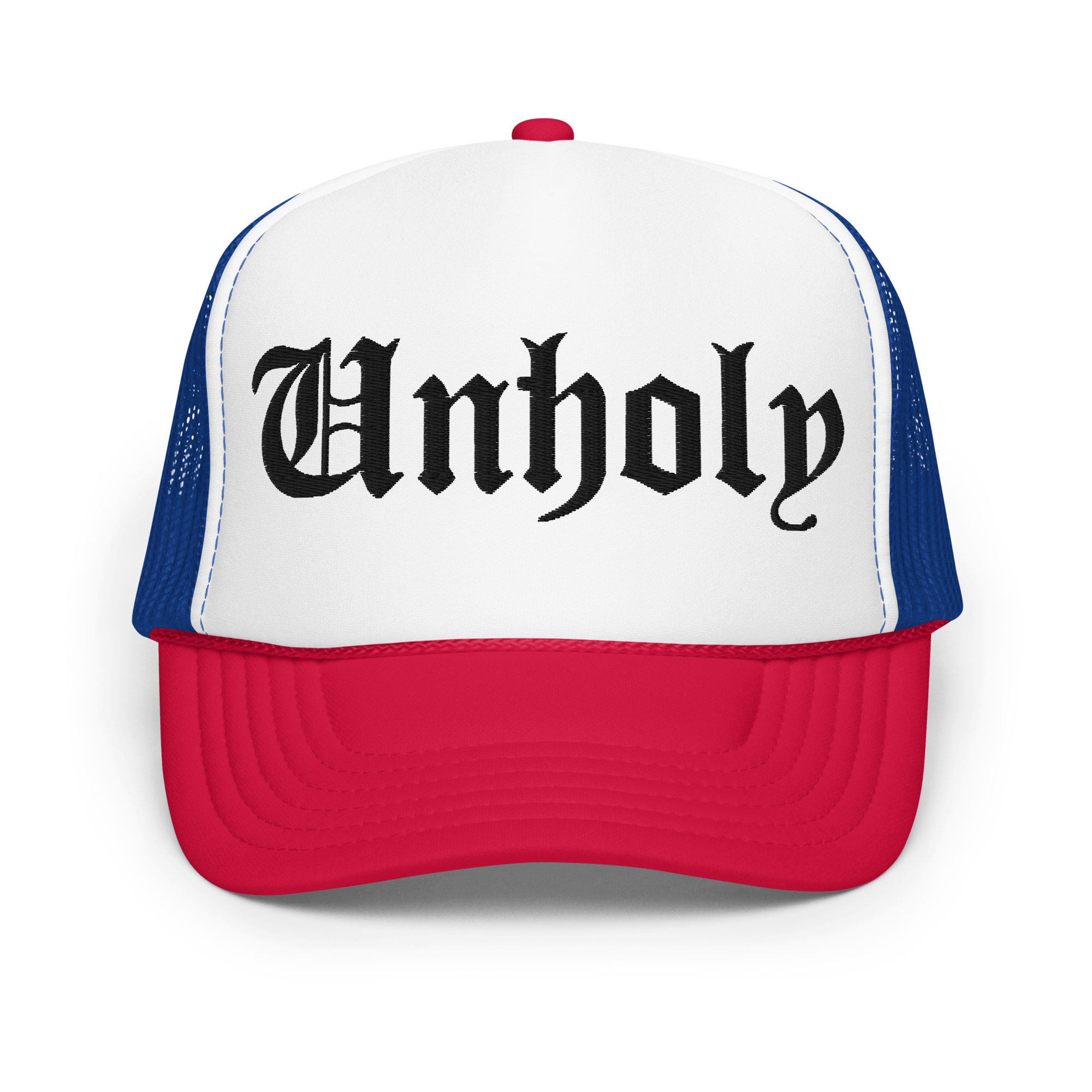 Unholy Embroidered Foam Trucker Hat Goth Cloth Co.