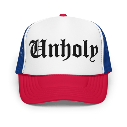 Unholy Embroidered Foam Trucker Hat Goth Cloth Co.