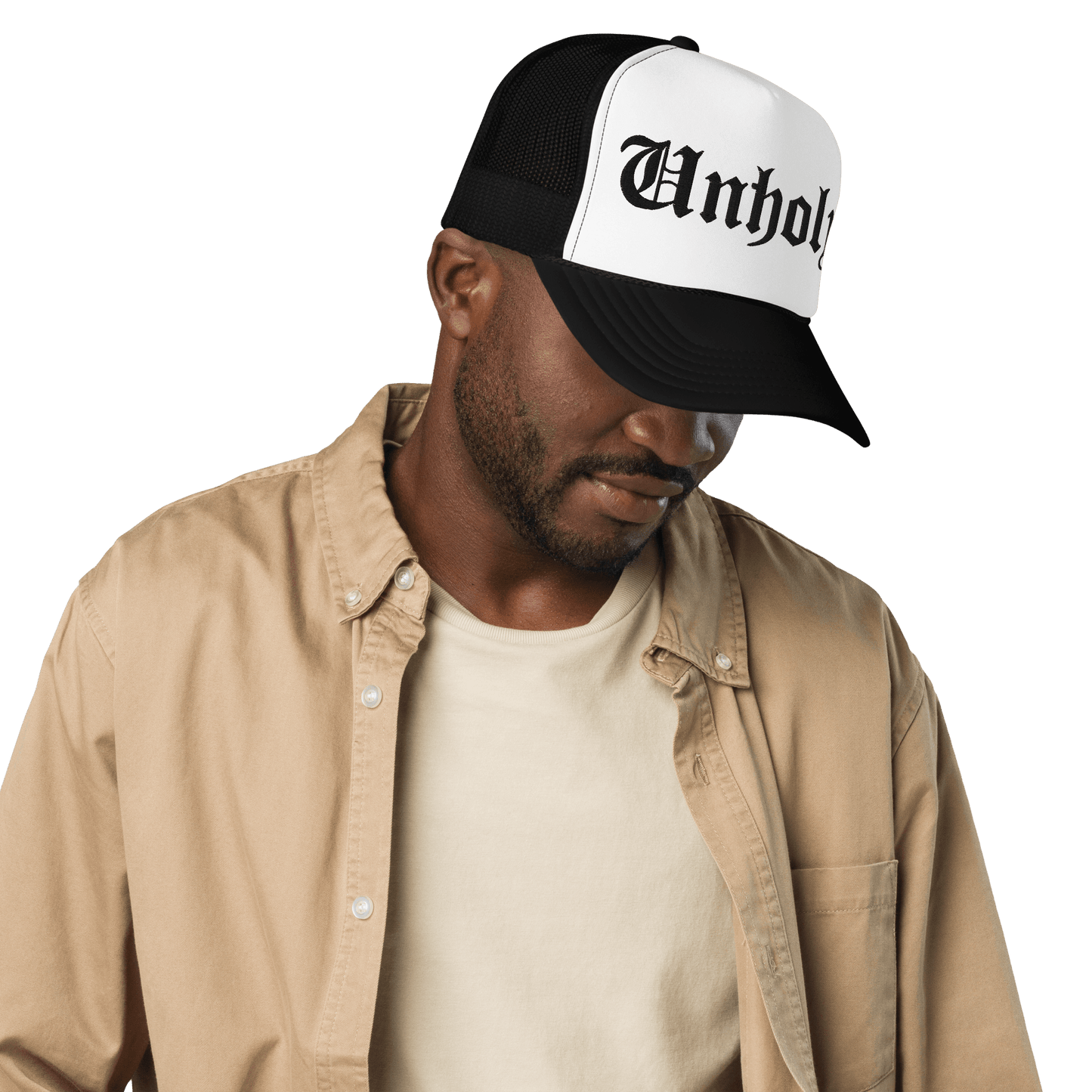 Unholy Embroidered Foam Trucker Hat Goth Cloth Co.