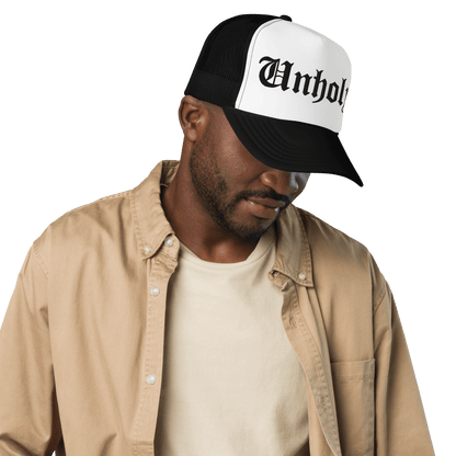 Unholy Embroidered Foam Trucker Hat Goth Cloth Co.